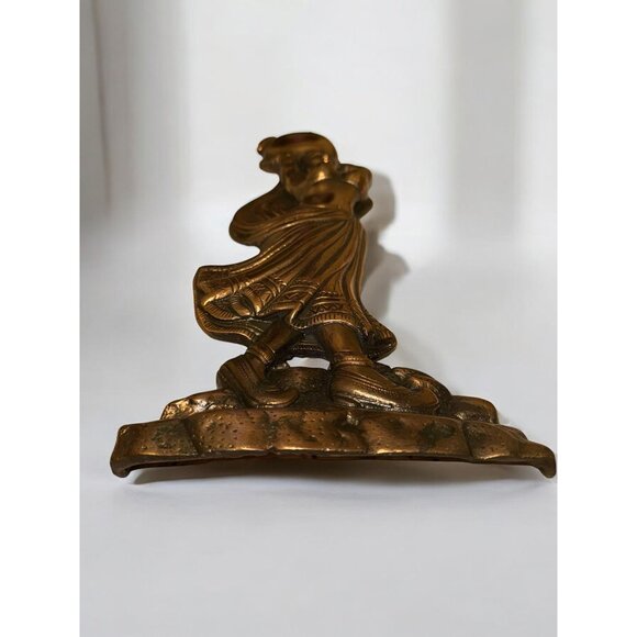 Vintage Cast Iron Wall Art Plaque Copper Finish Woman Carrying Jug #348 - Picture 3 of 6